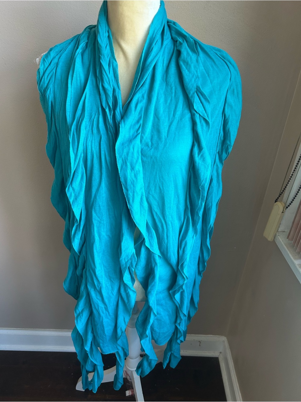 New Womens Turquoise Blue Scarf With Ruffle Trims New 5001-3102